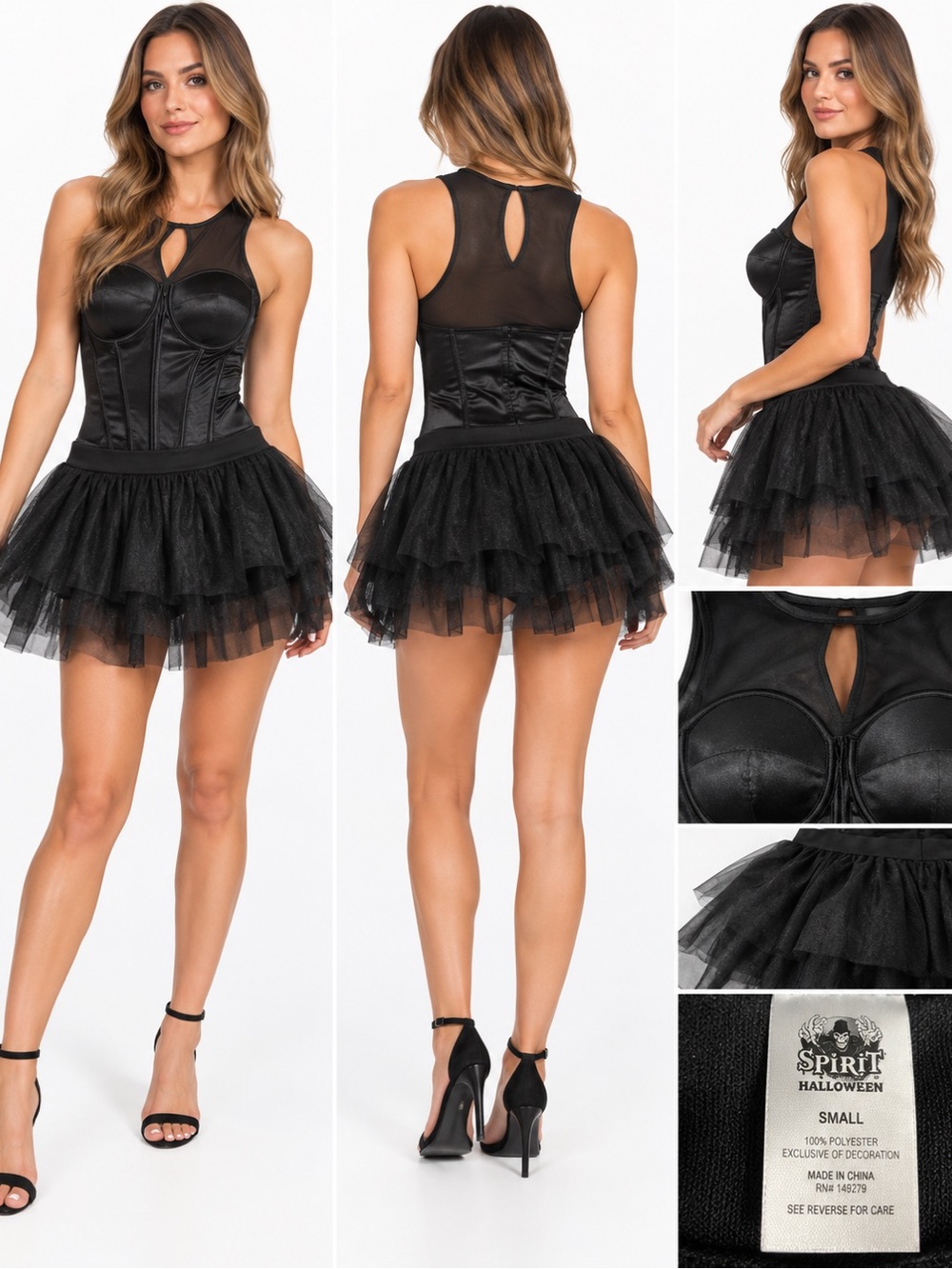 Spirit Black Layered Tulle Mini skirt with Corset Bodice
